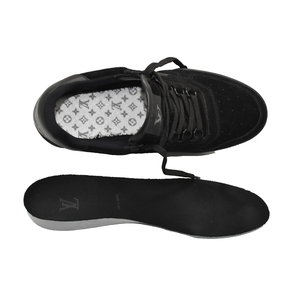 F0 Auth LOUIS VUITTON Black Suede & Leather LV Trainer Uniform Sneakers Size 6.5 - Picture 9 of 11